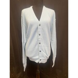 VINTAGE 90s ARROW Cardigan Sweater Men's XL Blue USA‎ Grandpa Knit Acrylic Retro